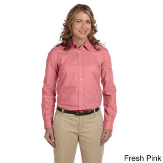 Chestnut Hill Womens Performance Plus Oxford Collared Top Pink Size XXL (18)