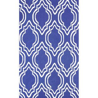Nuloom Handmade Modern Trellis Blue Wool Rug (76 X 96)