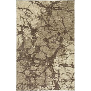 Rock Brown Abstract Polyester Area Rug (53 X 75)
