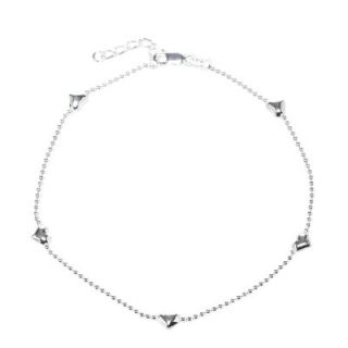 Sterling Essentials 14k Gold over Silver Dangling Heart Anklet