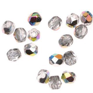 Czech Fire Polish Glass Beads 3mm Round Crystal Vitrail (50)
