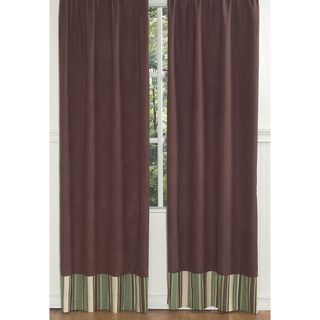 Brown With Stripe Border Modern 84 inch Curtain Panel Pair
