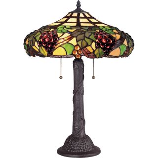 Grapevine Tiffany Art Glass Western Bronze Finish 2 light Table Lamp