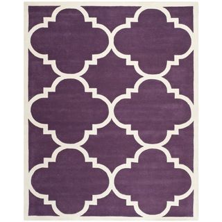 Contemporary Safavieh Handmade Moroccan Chatham Purple Wool Rug (8 X 10)