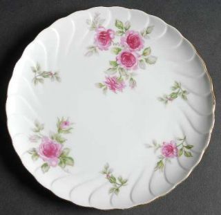 Lynmore Romance Salad Plate, Fine China Dinnerware   Swirled Border,Pink Roses,G