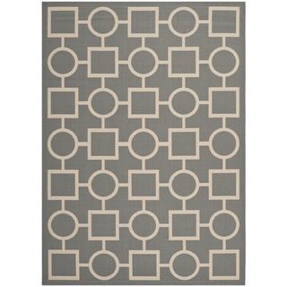 Safavieh Indoor/outdoor Courtyard Rectangular Anthracite/beige Rug (8 X 11)