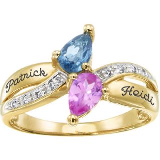 Couplet Simulated Birthstone Ring in 10K White or Yellow Gold with