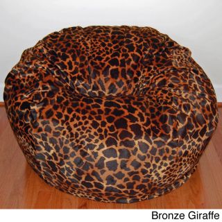 Ahh Products Faux Animal Fur Washable 36 inch Bean Bag Chair Black Size Large