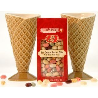 Jelly Belly Cold Stone Creamery Gift Set   5 ounces of Jelly Belly Ice Cream Parlor Mix and 2 Cone Shaped Ice Cream Serving Dishes Kitchen & Dining