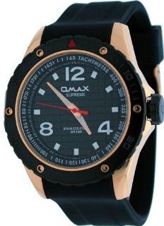 Omax Supreme #SS562 Men's Rose Gold Tone Stainless Steel Resin Band Water Resistant Watch Watches