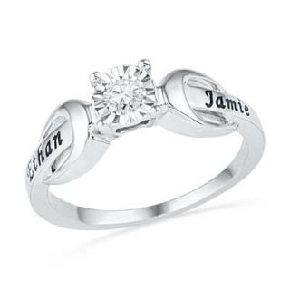 10 CT. Diamond Solitaire Promise Ring in Sterling Silver (2 Names