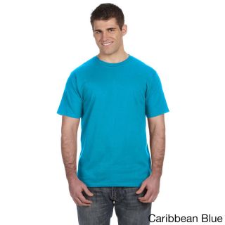Anvil Mens Ringspun Solid Color Short Sleeve Cotton T shirt Blue Size XXL
