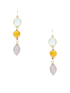 Chalcedony Triple Drop Earrings by Alanna Bess Jewelry