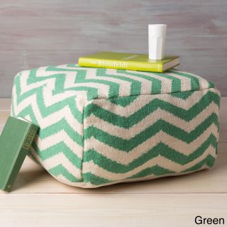 Surya Carpet, Inc Large Square Chevron 24 inch Pouf Green Size Specialty