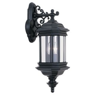 Sea Gull Lighting Hill Gate Black Two light Outdoor Wall Lantern With Clear Glass Shade