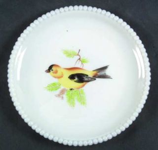 Westmoreland Beaded Edge Birds 7 Salad Plate   Line #22,Milkglass,Bird Decorati