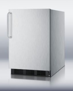 Summit Refrigeration Undercounter Refrigerator w/ Curved Towel Bare & Auto Defrost, Stainless, 5.5 cu ft, ADA