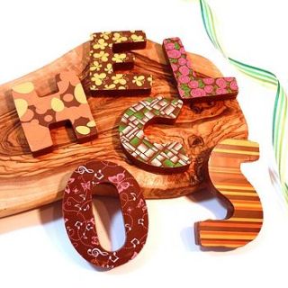 patterned milk chocolate letter by choklet