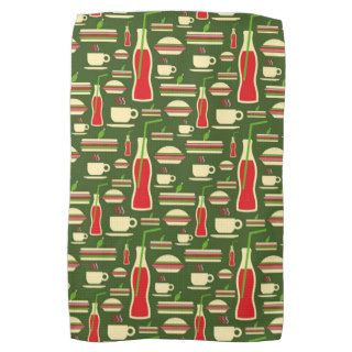 Grunge Fast Food Icons Set Pattern Towels