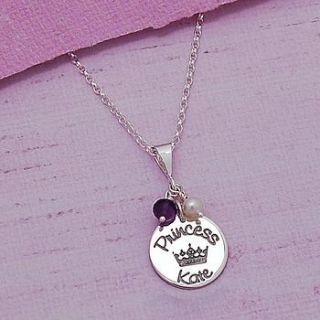 personalised silver princess necklace by indivijewels