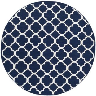 Safavieh Handwoven Moroccan Dhurrie Transitional Navy Wool Rug (7 Round)