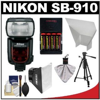 Nikon SB 910 AF Speedlight Flash with Batteries & Charger + Softbox + Reflector + Tripod + Cleaning Kit for D3200, D3300, D5200, D5300, D7000, D7100, D610, D800, D4s DSLR Cameras  On Camera Shoe Mount Flashes  Camera & Photo