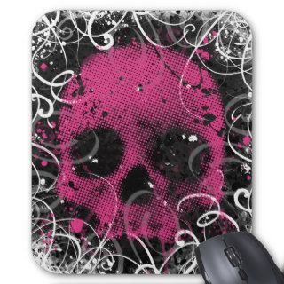 Pink and Black Skull Mousepad