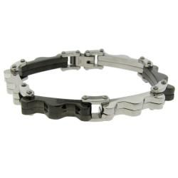 Black and Silvertone Stainless Steel Bike Chain Bracelet Moise Men's Bracelets