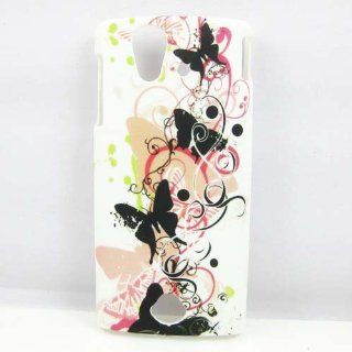 New Pink butterfly/Black Butterfly Hard Rubber Case Cover Skin For Sony Ericsson Xperia Ray St18i Cell Phones & Accessories