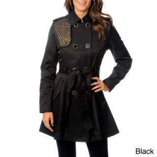 Betsey Johnson Betsey Johnson Womens Coated Cotton Double Breasted Trench Coat Black Size S (4  6)