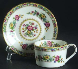 Coalport Ming Rose Smooth Flat Cup & Saucer Set, Fine China Dinnerware   Duchess