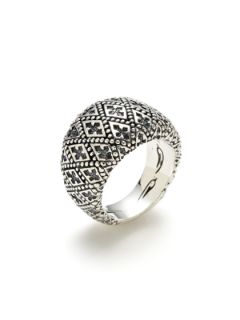 Silver Engraved Cross & Beaded Band Ring by Scott Kay