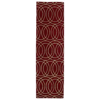 Hand tufted Cosmopolitan Circles Red/ Camel Wool Rug (23 X 8)