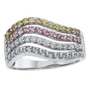 Sterling Silver Multi Row Synthetic Birthstone Ring by ArtCarved® (4
