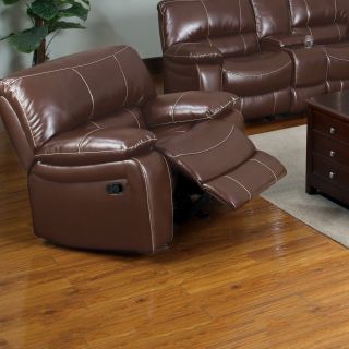Furniture Of America Jojo Classic Brown Bonded Leather Glider Recliner Chair