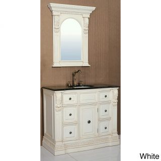 Legion Furniture Granite Top 43 inch Single Sink Bathroom Vanity With Matching Mirror White Size Single Vanities