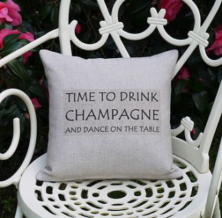 'drink champagne' cushion by andrea fay's