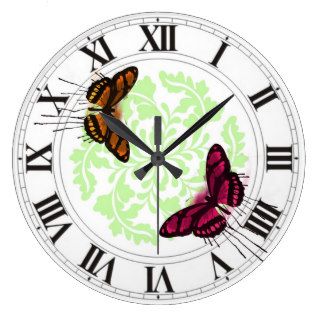 Butterflies Roman Numerals Pretty Wall Clock