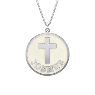 Personalized Cross Disc Pendant in Sterling Silver (1 Name)   Zales