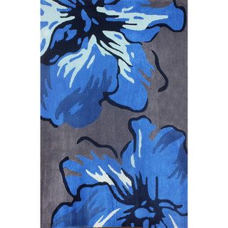 Nuloom Hand tufted Floral Synthetics Blue Rug (7 6 X 9 6)