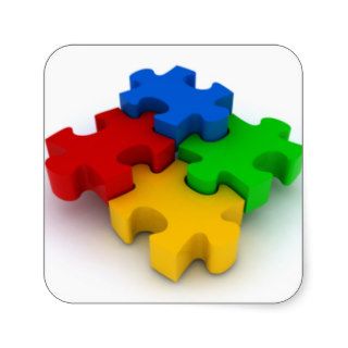 Autism Awareness 3D Puzzle Pieces Stickers