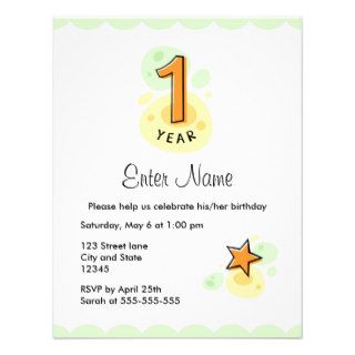 First birthday invitation   neutral colors green