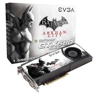EVGA GeForce GTX 580 SuperClocked with Free "Batman Arkham City" Game  coupon included, 1536 MB GDDR5, Dual DualLink DVI, mini HDMI and PCI E 2.0 SLI Graphics Card   015 P3 1582 A1 Computers & Accessories