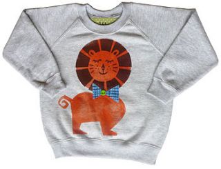 children's lion hand printed sweatshirt by little dandies