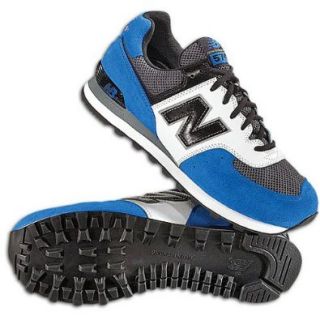New Balance Big Kids 574 Suede ( sz. 03.5, Royal Blue/White/Grey/Black ) Shoes