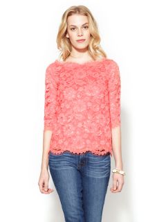 3/4 Sleeve Lace Boatneck Top by The Letter