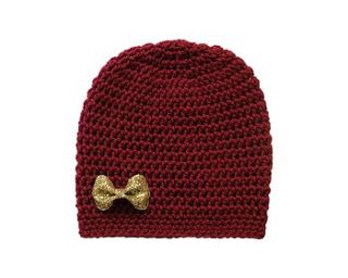 women's glitter bow beanie hat by missbelluk