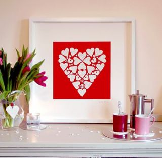 personalised porcelain symmetrical hearts picture by little love art