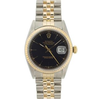 Pre owned Rolex Men's Datejust Two tone Black Dial Watch Rolex Men's Pre Owned Rolex Watches