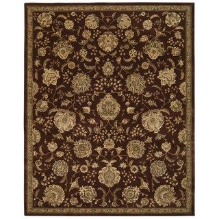 Floral Rust Wool Area Rug (79 X 99)